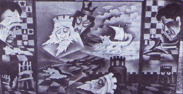 Artist's impression of the famous
game Polugayevsky - Nezhmetdinov, Sochi 1958
